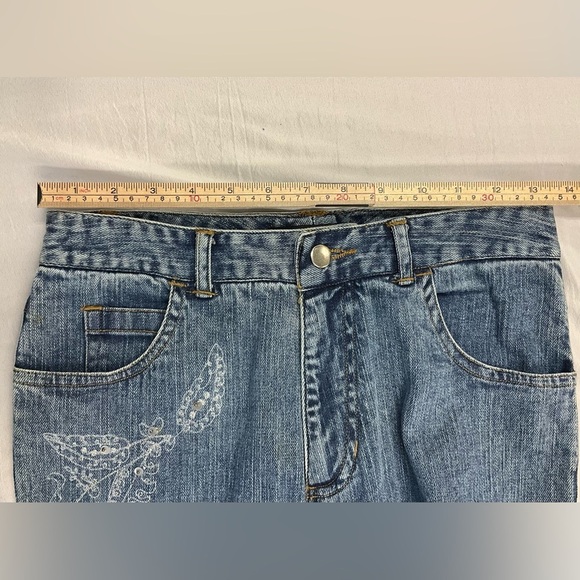 IOS Jeans Women’s 6 Blue Y2K Bootcut Embroidered Embellished Silver 5 Pocket Zip - Picture 7 of 8